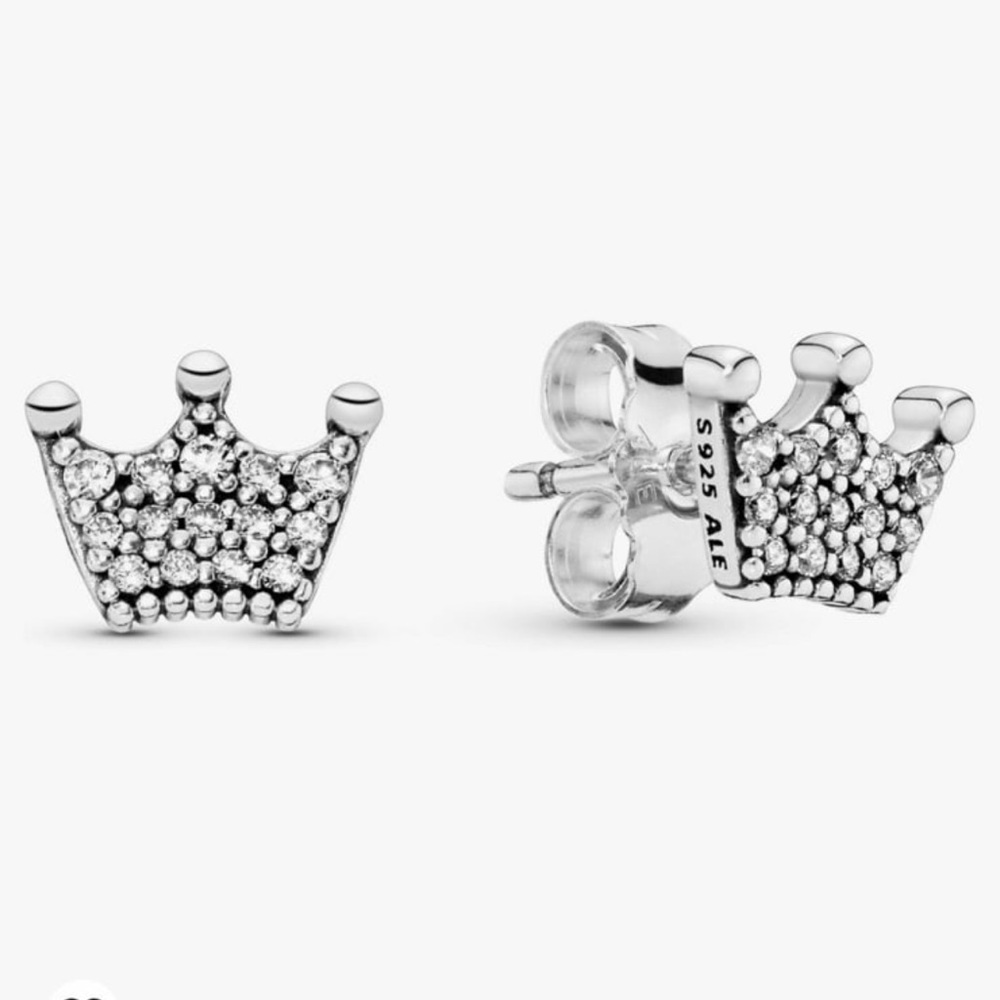 Pandora enchanted crown tiara earrings like new